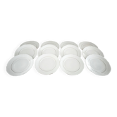 12 assiettes à dessert en porcelaine Manufacture double filet or