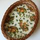 Large wicker and wood serving tray, vintage from the 1960s