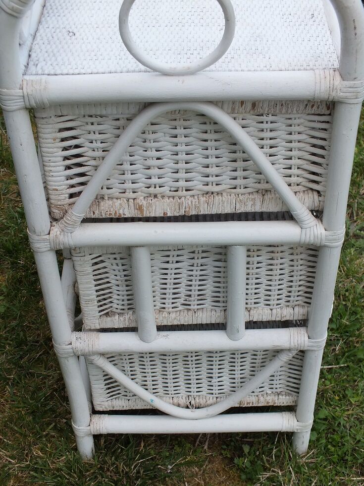 Peacock white rattan headboard 140 + chest