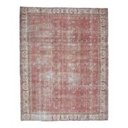 1960s Vintage Persian Handmade Wool Cotton Light Red Area Rug 280x360
