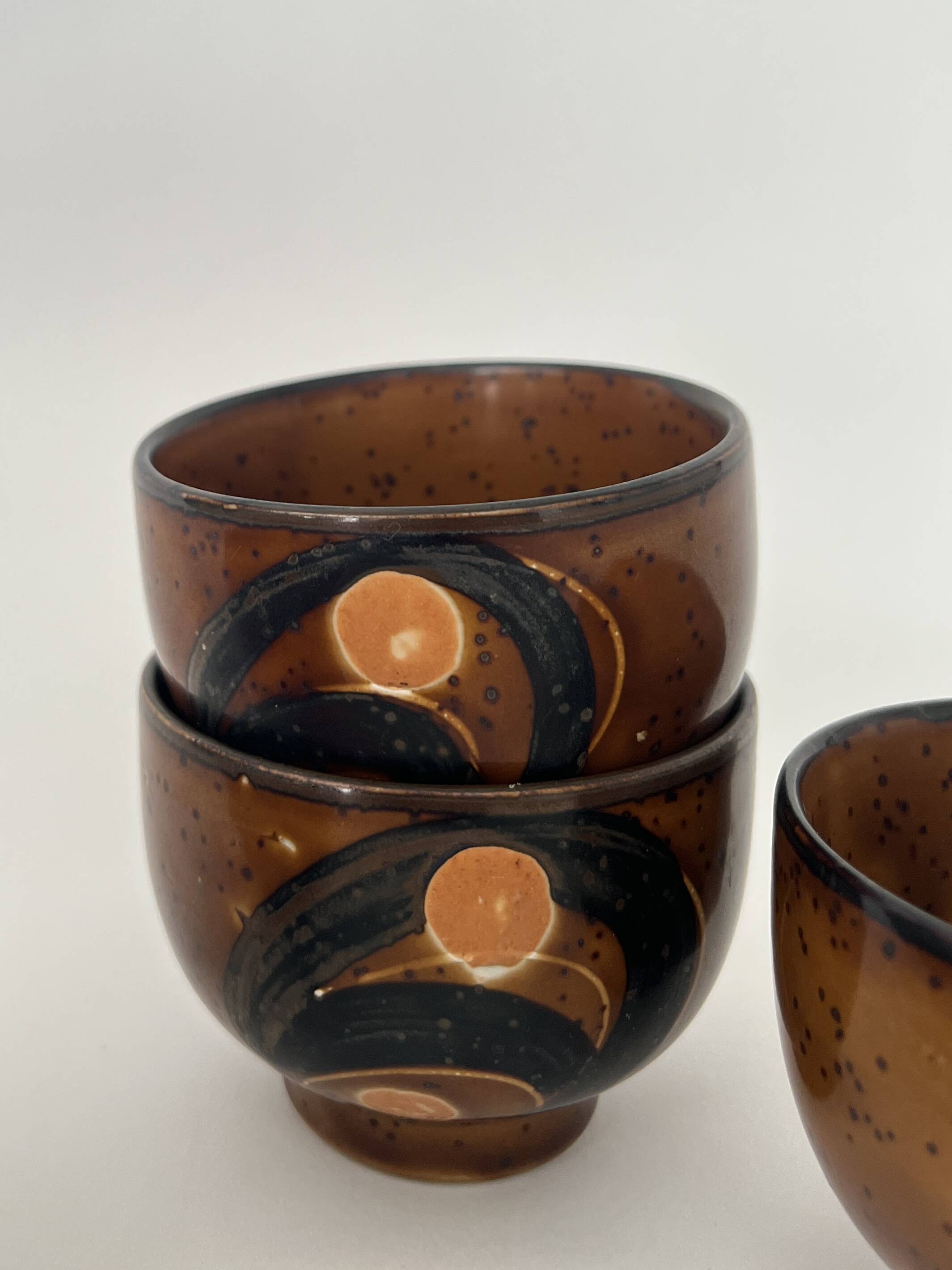 Set of 4 ceramic cups, Japanese pottery, circa 1960/70