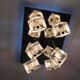 Plafonnier 70/80's inox 6 cubes en verre