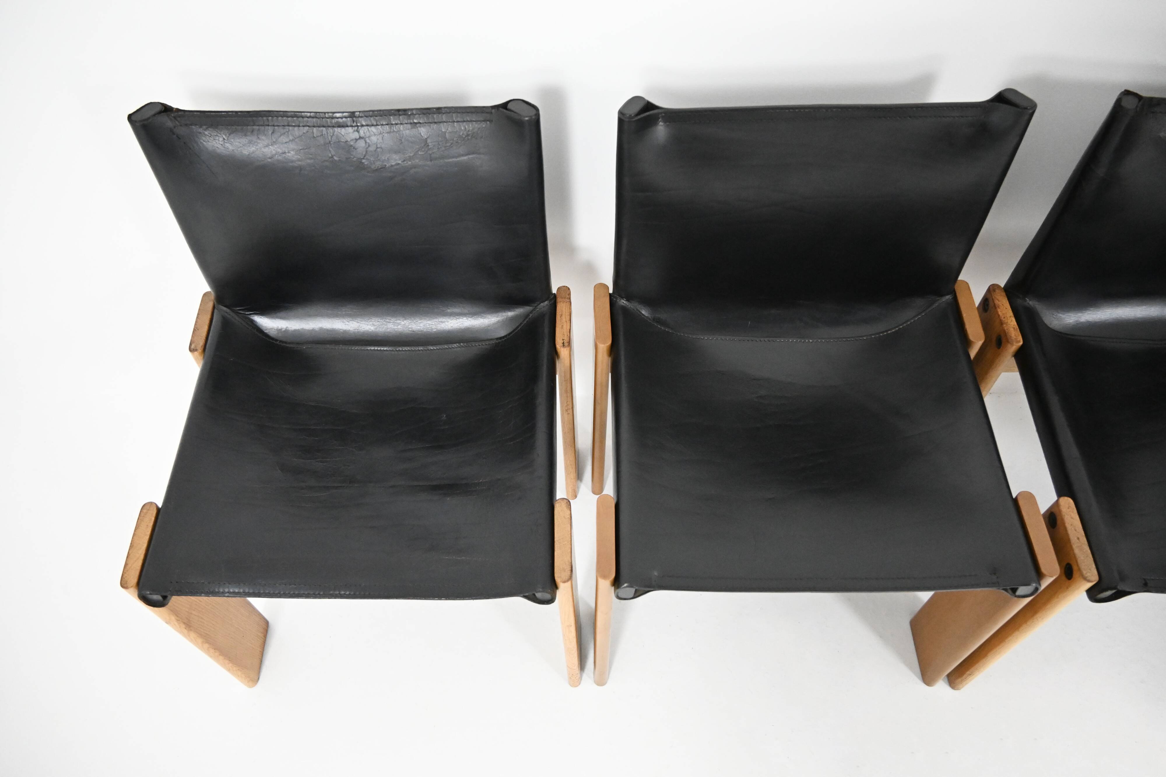 6 Monk dining chairs by Afra & Tobia Scarpa for Molteni, 1970