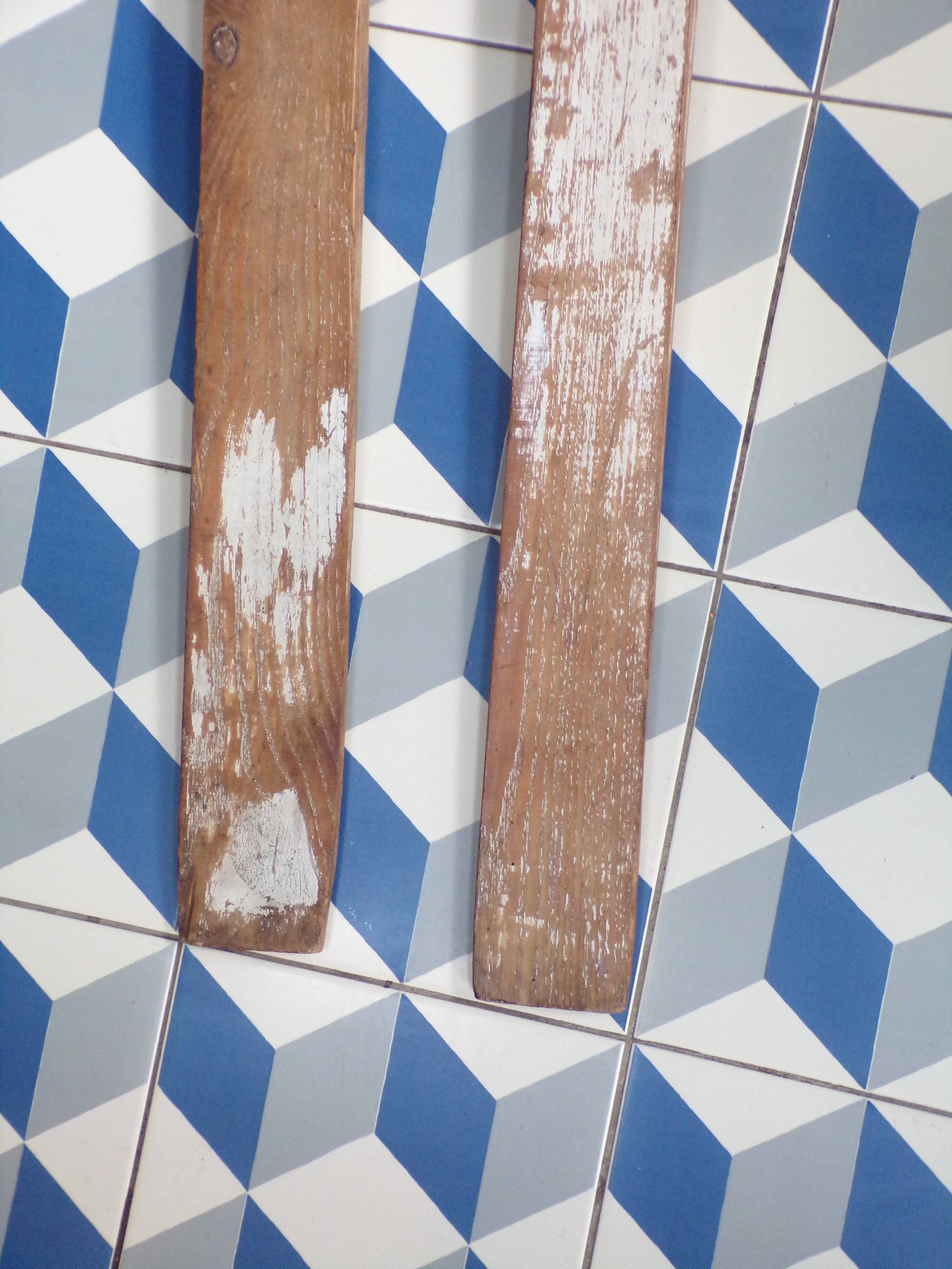 Pair of vintage wooden skis