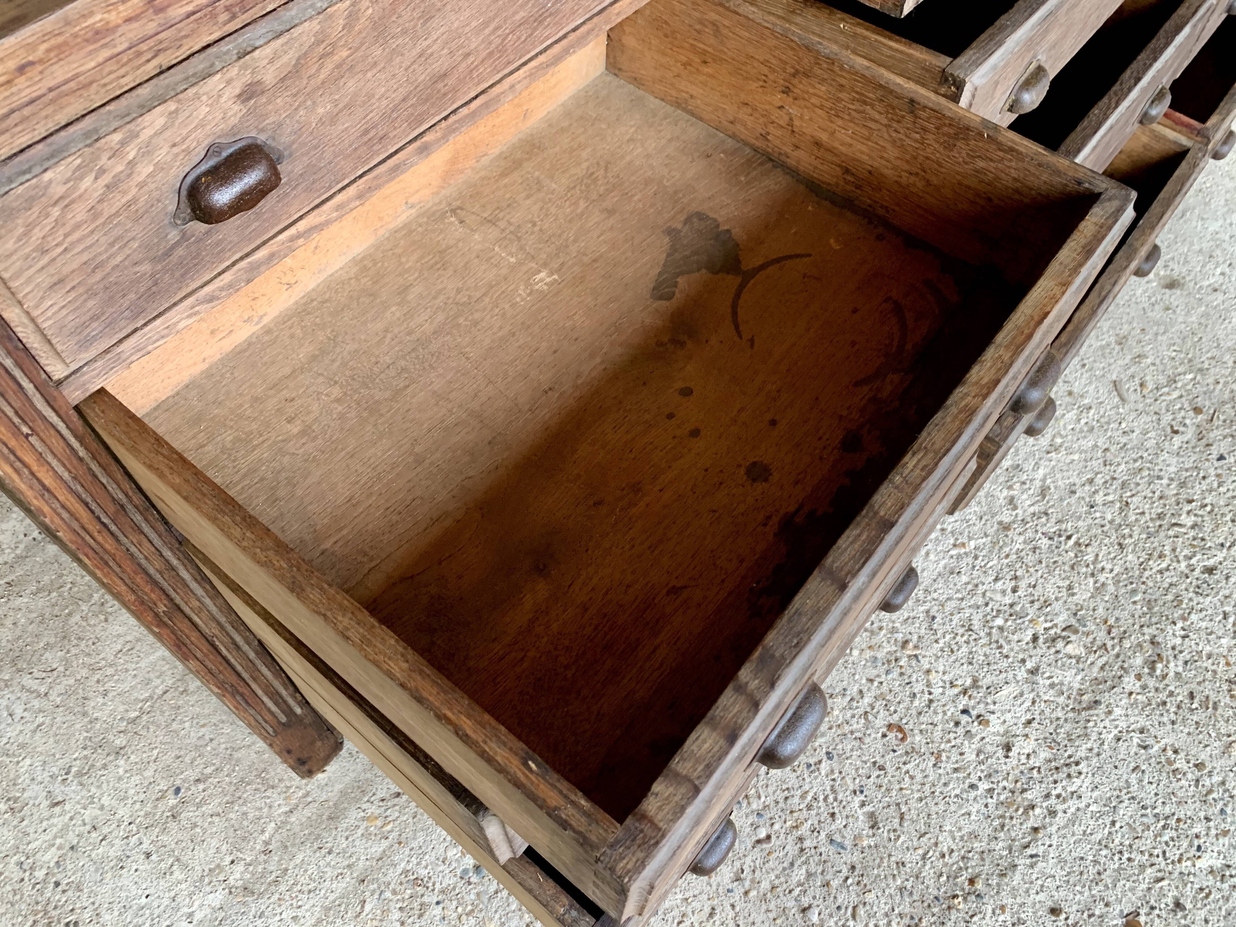 Cabinetmaker's workshop furniture with 12 drawers circa 30's/40's