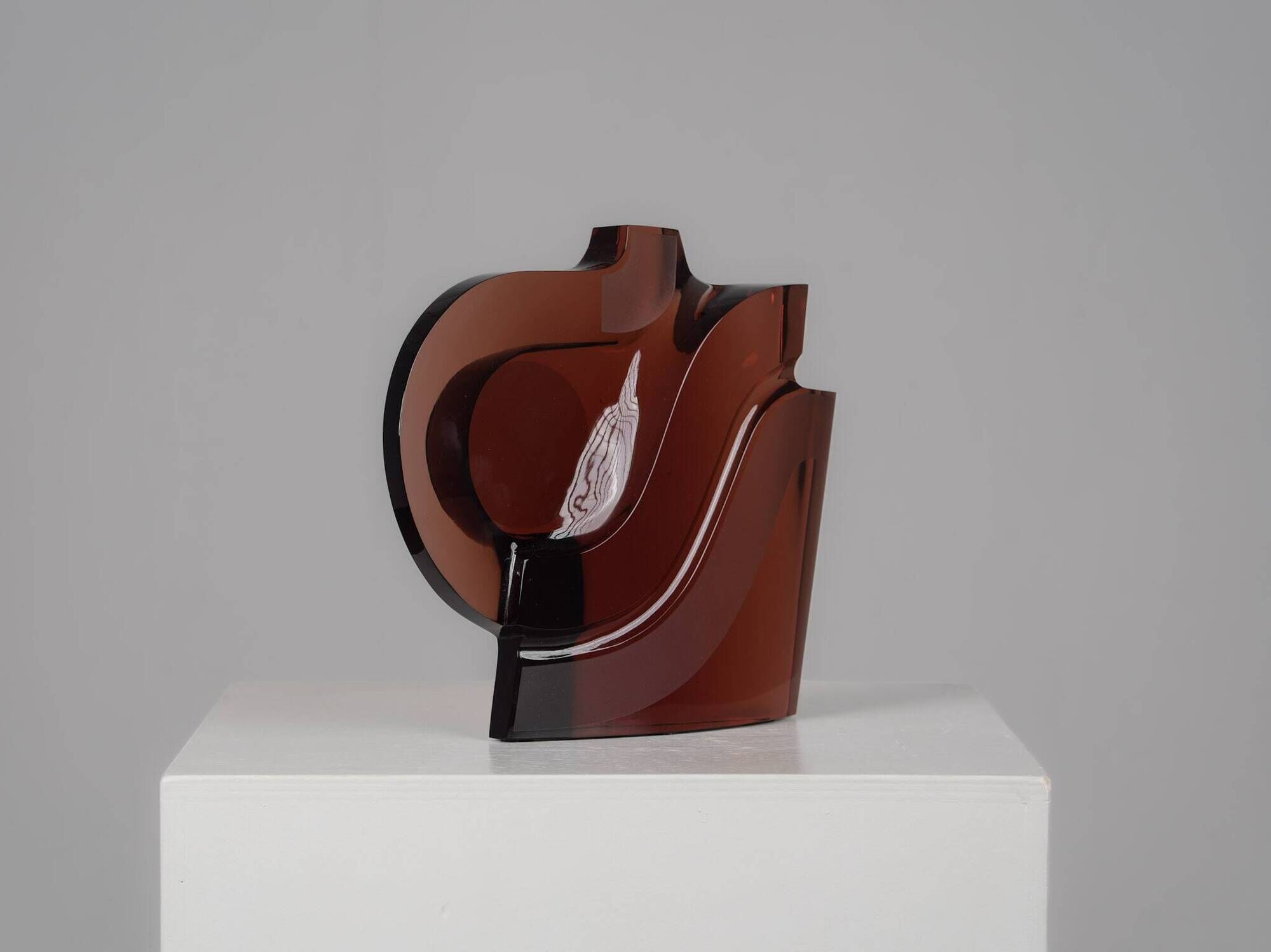 Sculpture en verre géométrique abstraite, Pays-Bas, années 1980