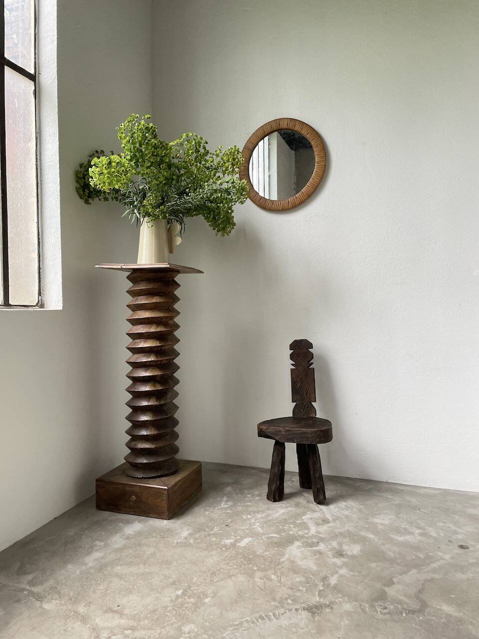 Brutalist stool with African influence