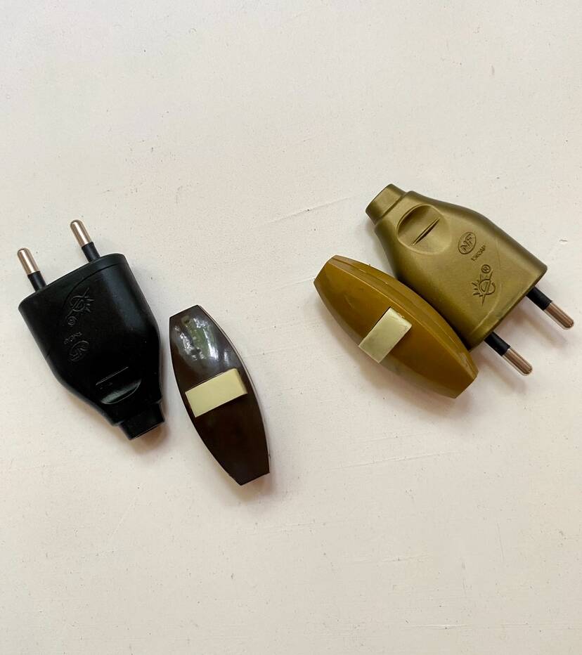 Wooden lamp, 2 M fabric cable, fabric lampshade