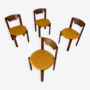 Lot de 4 chaises chaise style scandinave Girsberger années 70 vintage bois massif