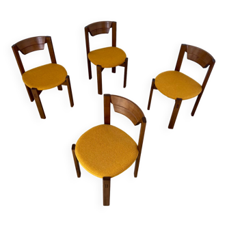 Set of 4 Scandinavian style chairs Girsberger 70s vintage solid wood
