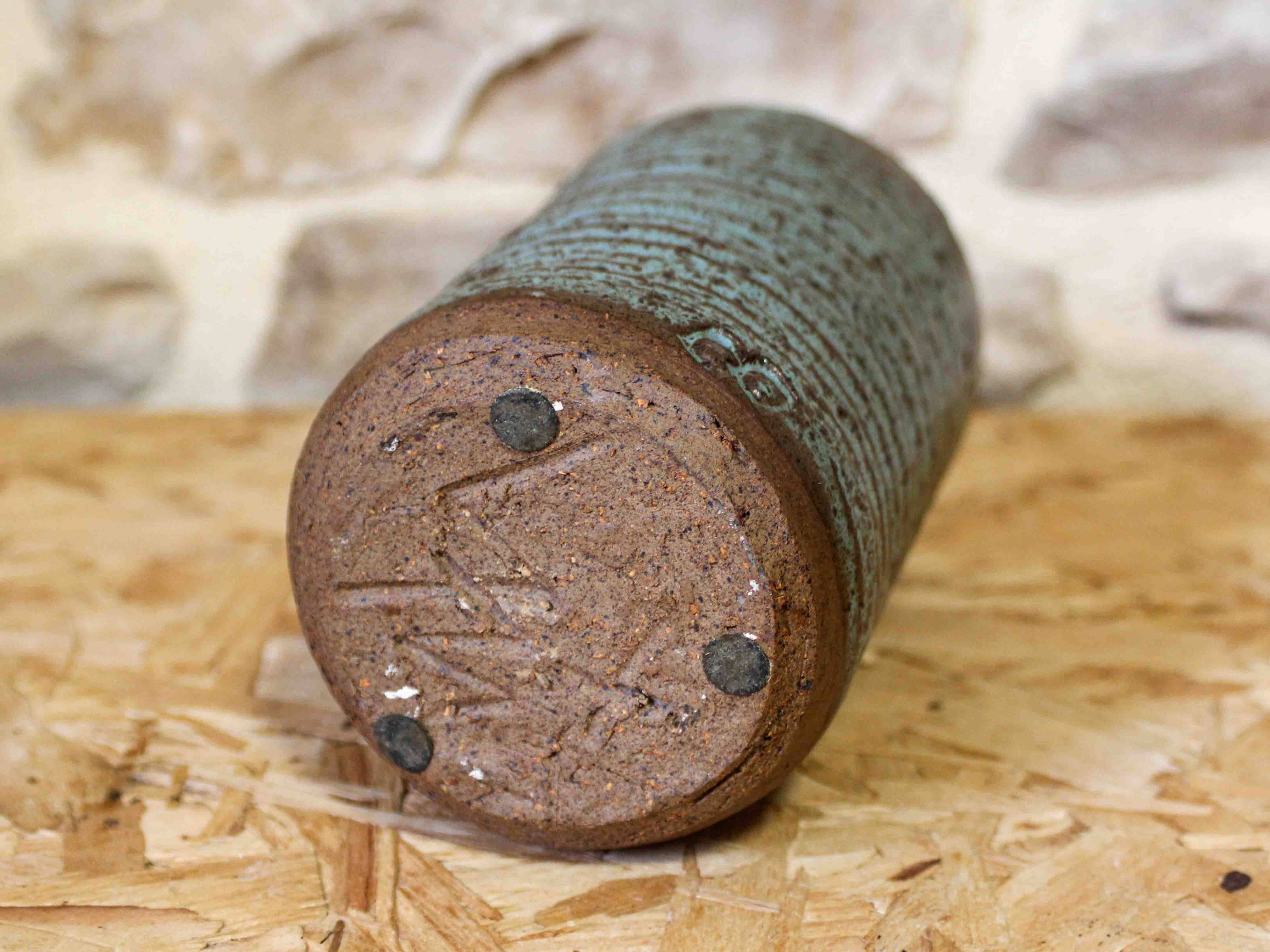 Turned glazed stoneware vase