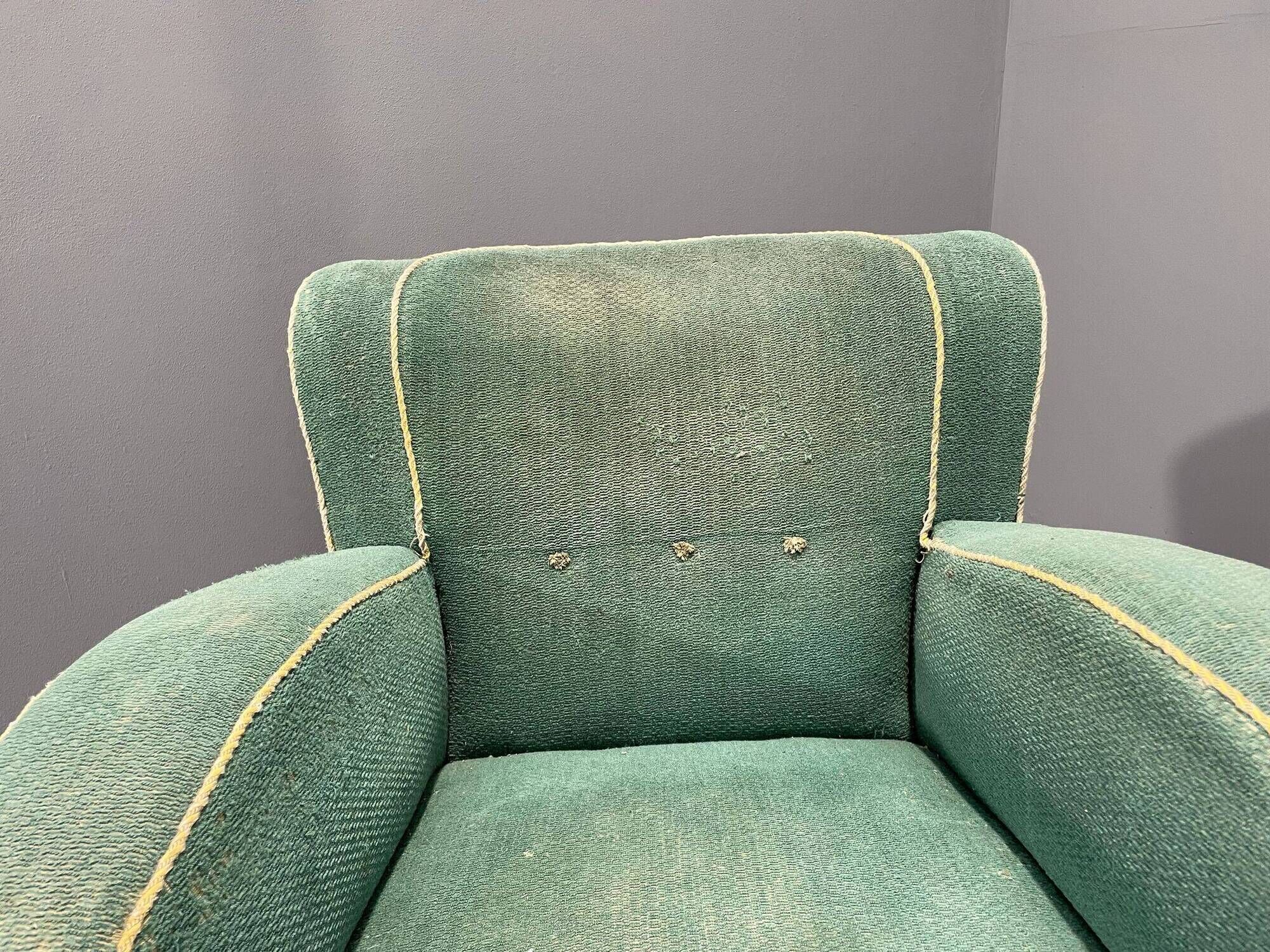 Fauteuil Art déco danois en mohair vert, années 1930-1940
