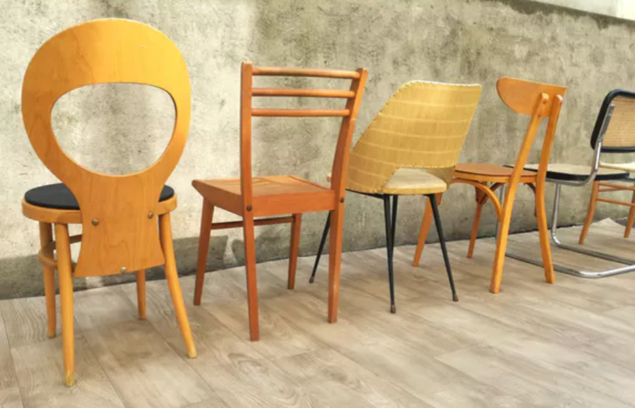 Lot de 6 chaises vintages depareillées