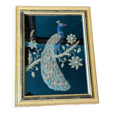 Embroidered peacock frame
