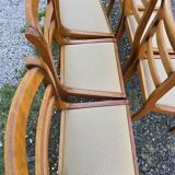 Set of six chairs with fabric tops