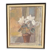 Huile sur toile originale suédoise – « Fleurs dans un pot » par Billi Danielsson