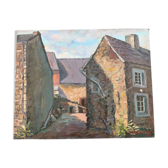 Oil painting on panel "farmyard"