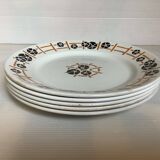 Cinq anciennes assiettes plates faïence année 30 modèle nymphéas