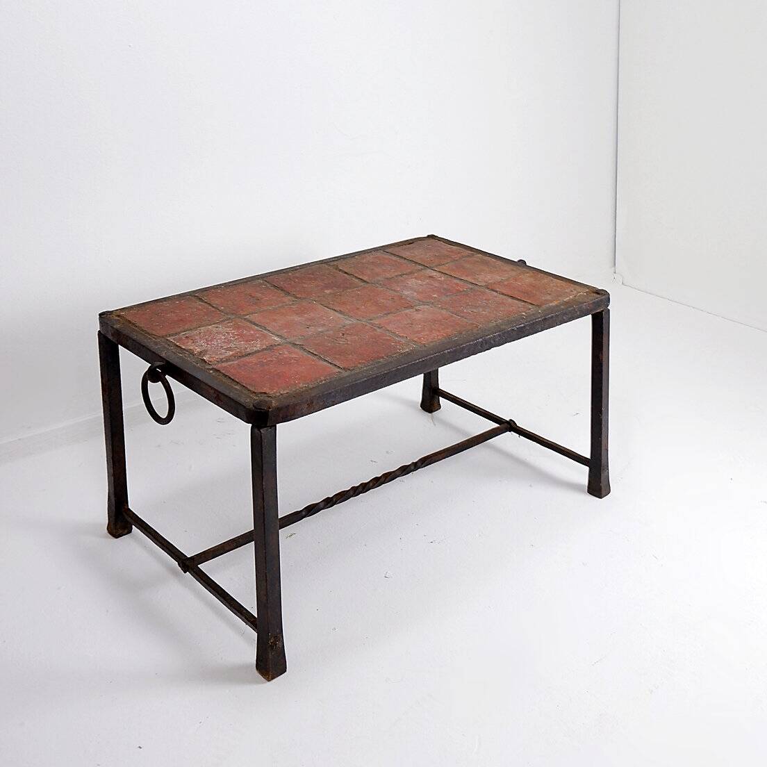 Brutalist Spanish Iron and Tile Coffee Table - circa 1920s