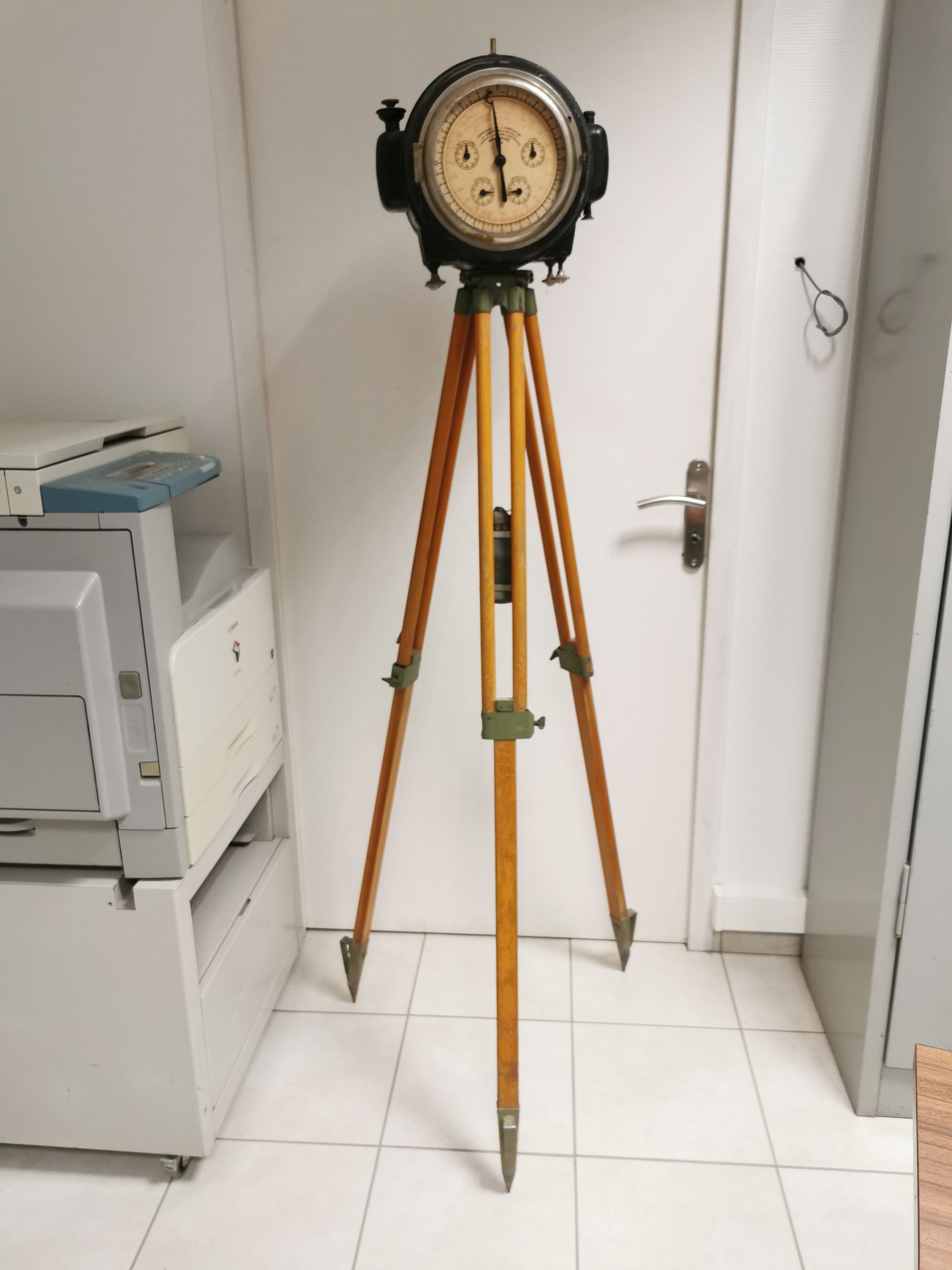 Vintage wood tripod, industrial lamp stand