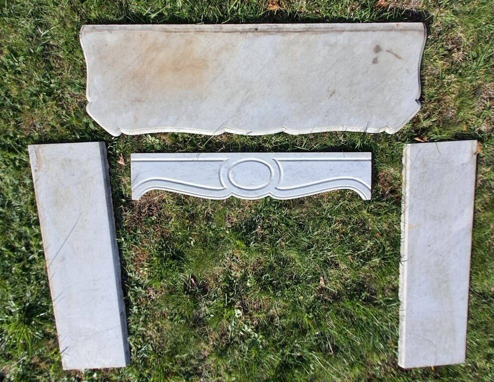 White marble fireplace mantel