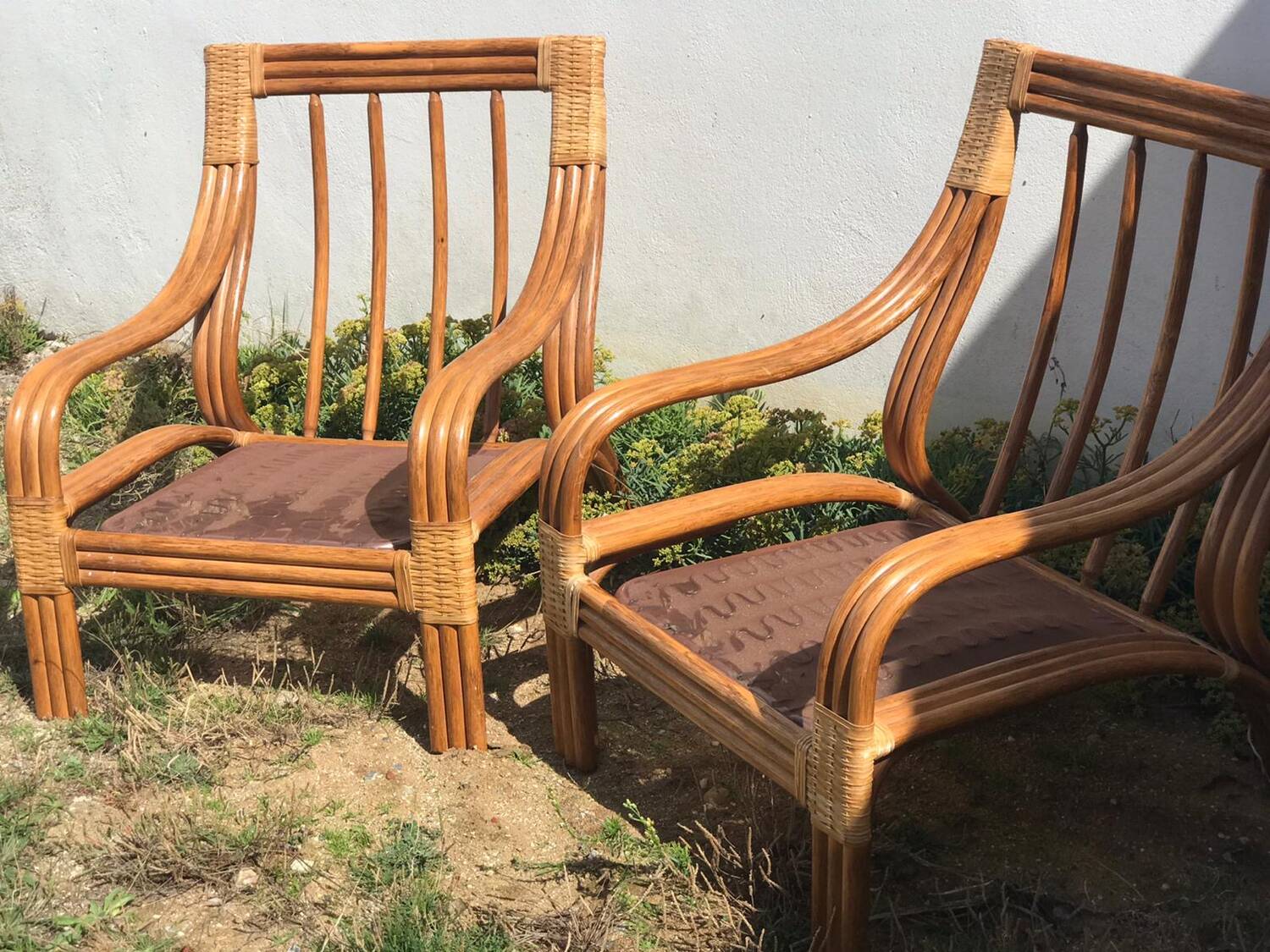 2 fauteuils en rotin vintage