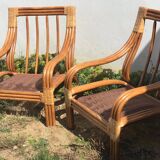 2 fauteuils en rotin vintage