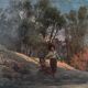 HST painting (19th/20th century) Children fishing in the undergrowth