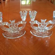 Pair of double glass candle holders