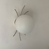 Pair of vintage wall lights, chrome and opaline, France, 1970