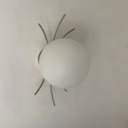 Pair of vintage wall lights, chrome and opaline, France, 1970