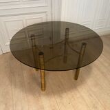 Table à manger, faux bambou doré, 1970s