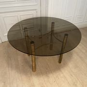 Table à manger, faux bambou doré, 1970s