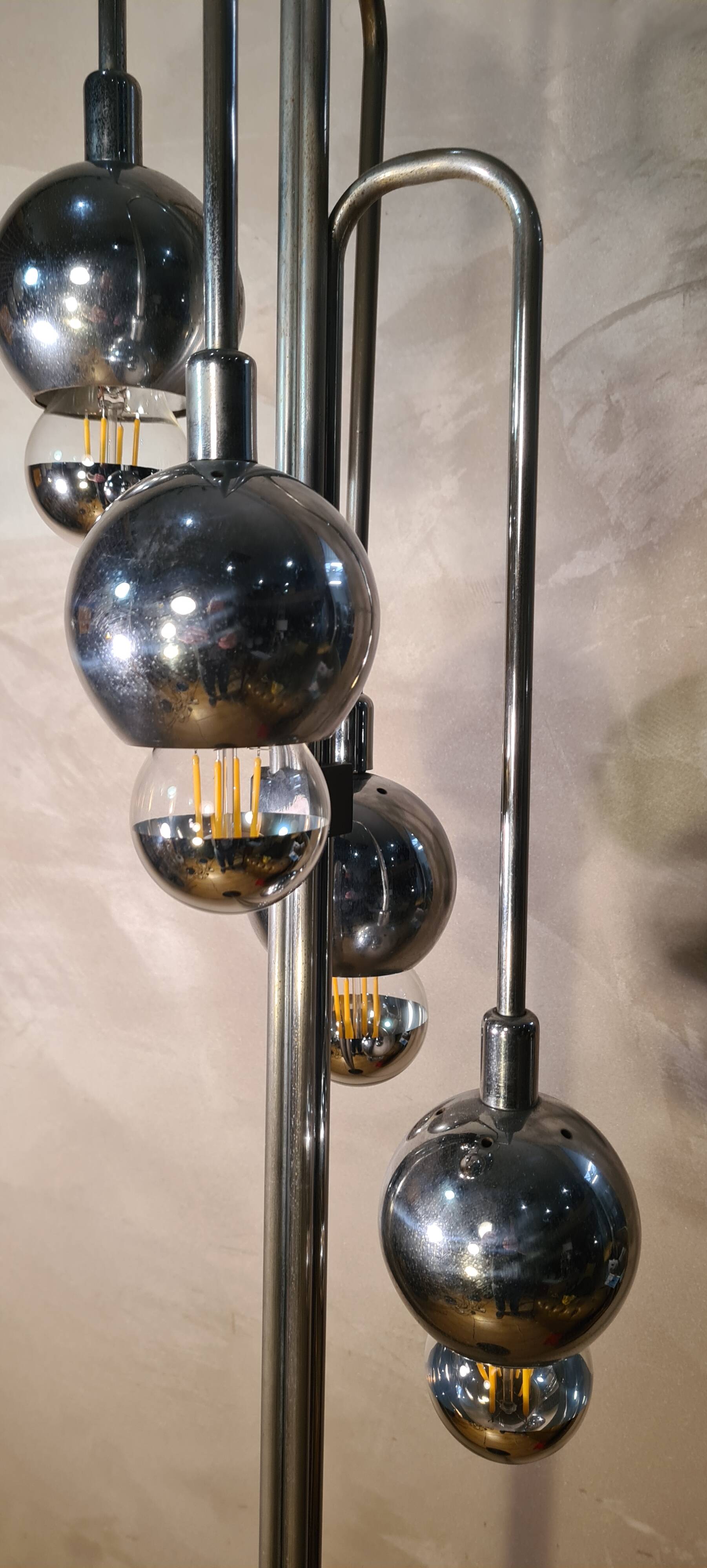 space age chrome floor lamp, 1960/70. h 180x30