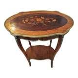 Louis xv louis xvi transitional style pedestal table in walnut marquetry