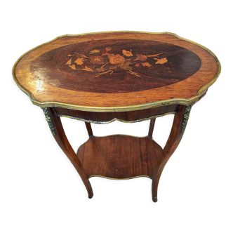 Louis xv louis xvi transitional style pedestal table in walnut marquetry