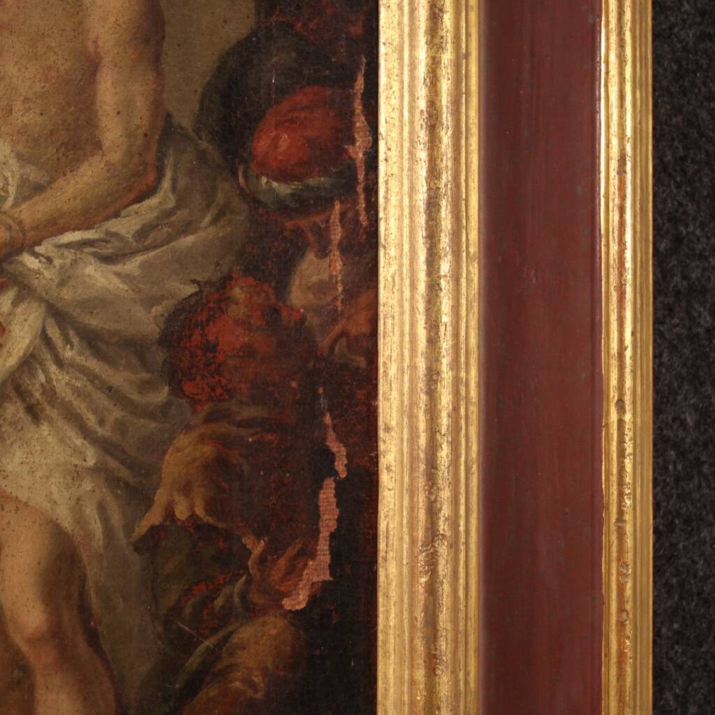Antique painting Jesus and Herod from 17th century