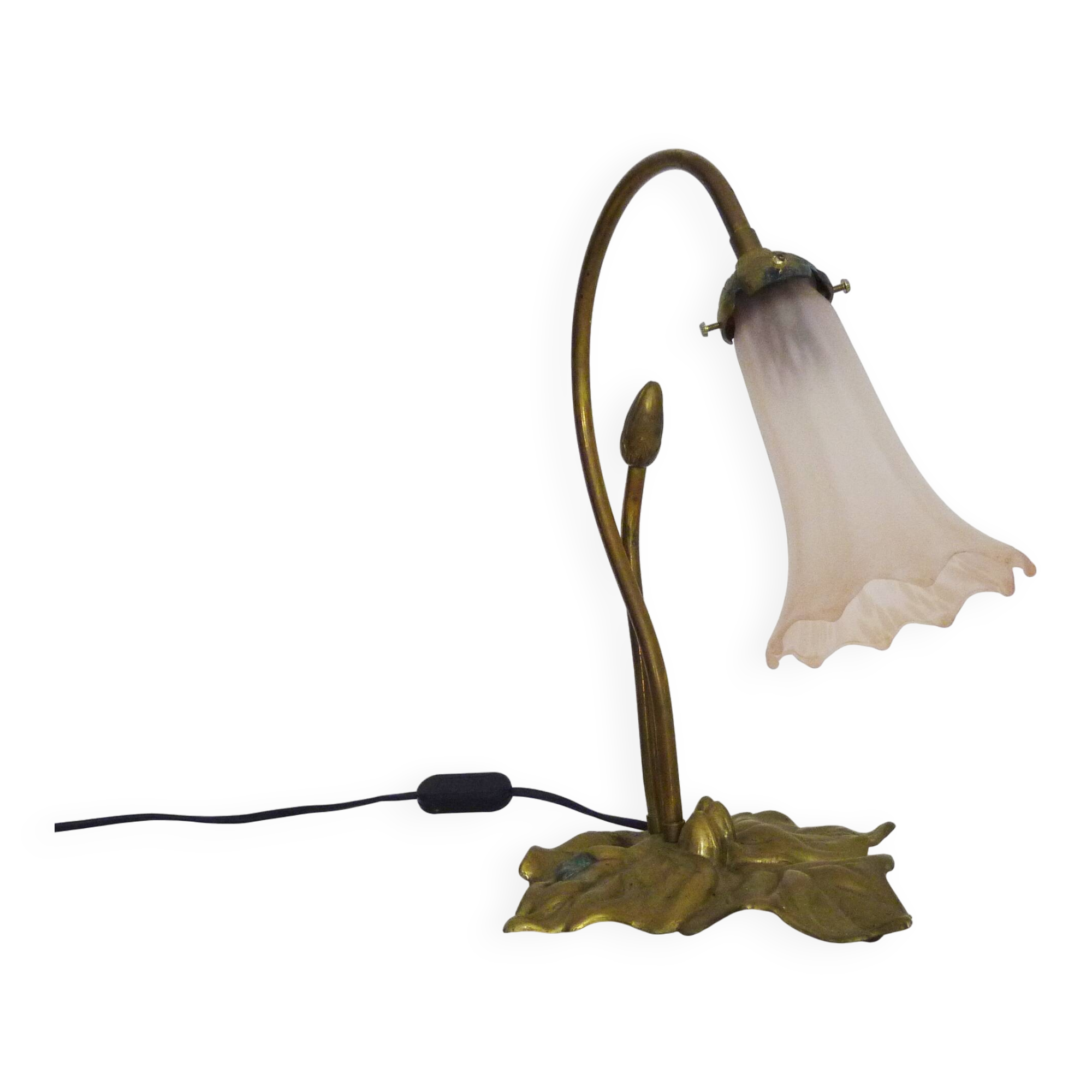 Magnificent water lily floor lamp with pink tulips, 80s art deco style