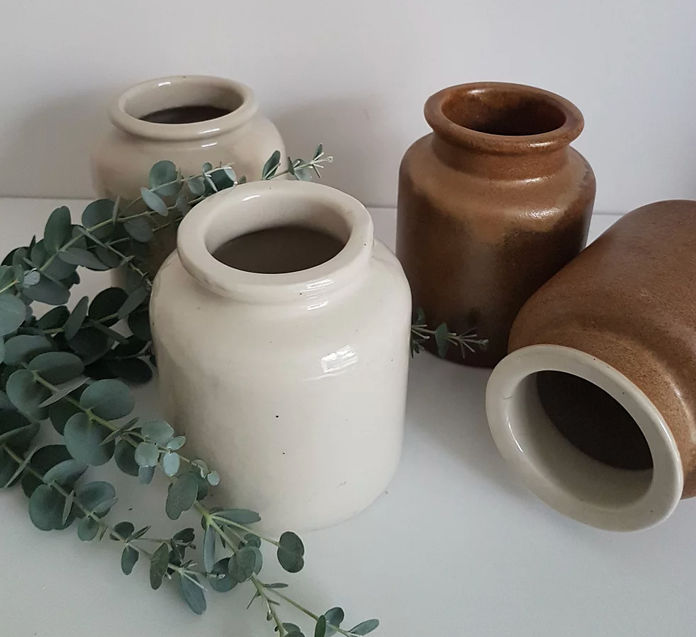 Old white mustard pot
