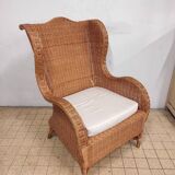 Wicker and rattan armchair