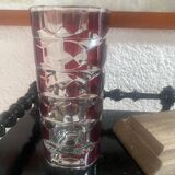 Vintage garnet glass geometric vase