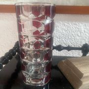 Vintage garnet glass geometric vase