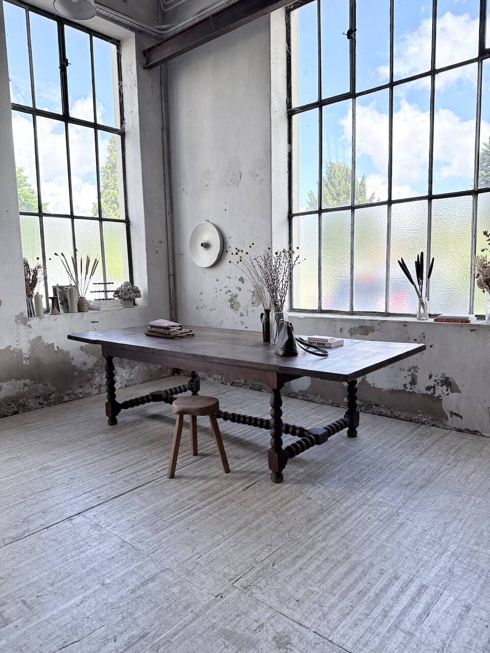 Solid oak table 1900 drapery style XL 280cm with extensions