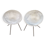 Paire de chaises pod - Fauteuil en osier rotin année 60's