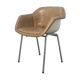 Fauteuil en skaï marron clair et coque blanche Strafor