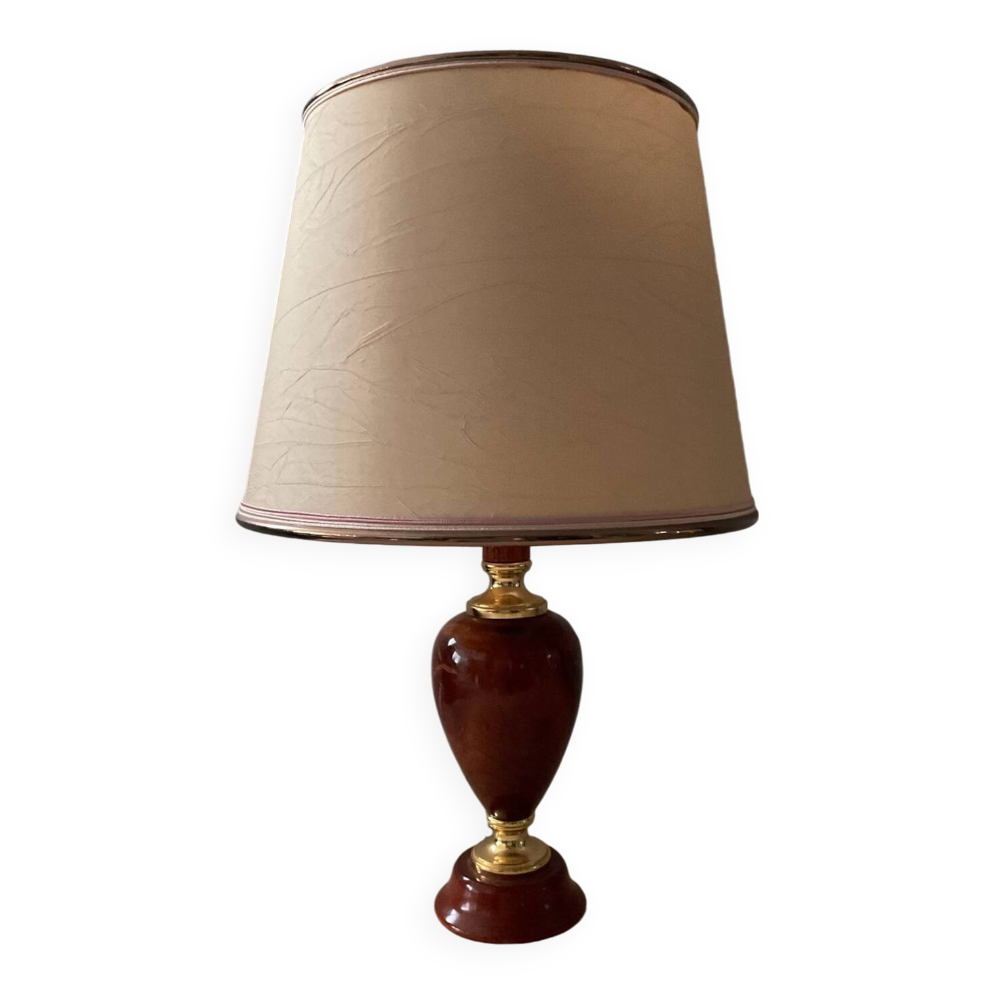 Le Dauphin house lamp in wood and brass from the 70s-80s