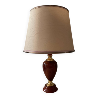 Lampe maison Le Dauphin en bois et laiton années 70-80