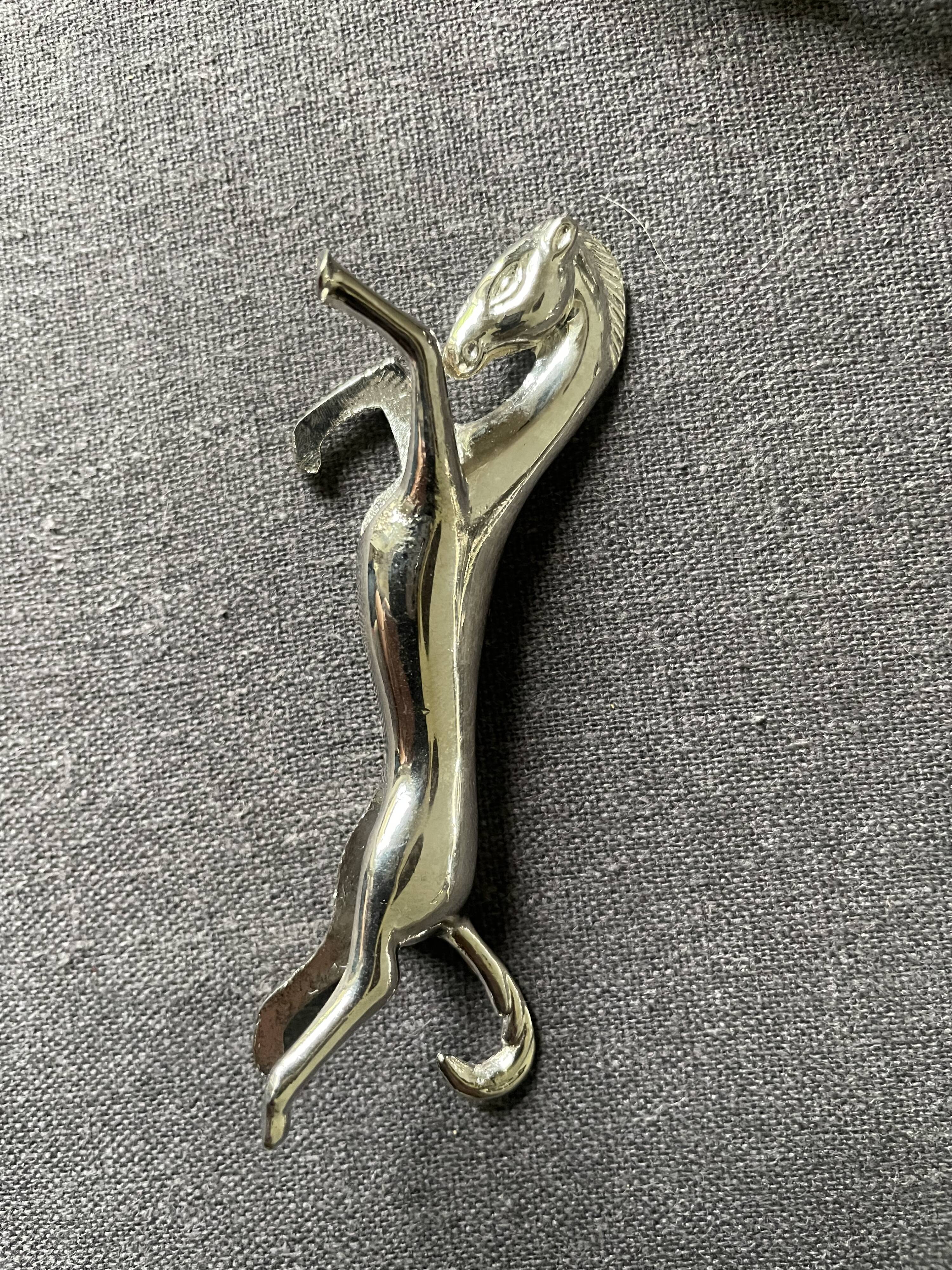 Vintage silver metal horse knife holder