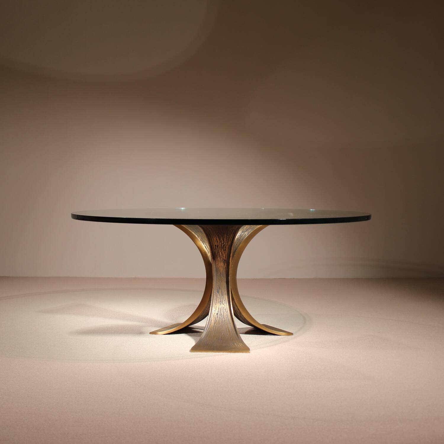 Brutalist Bronze & Glass Coffee Table | Germany 1970s