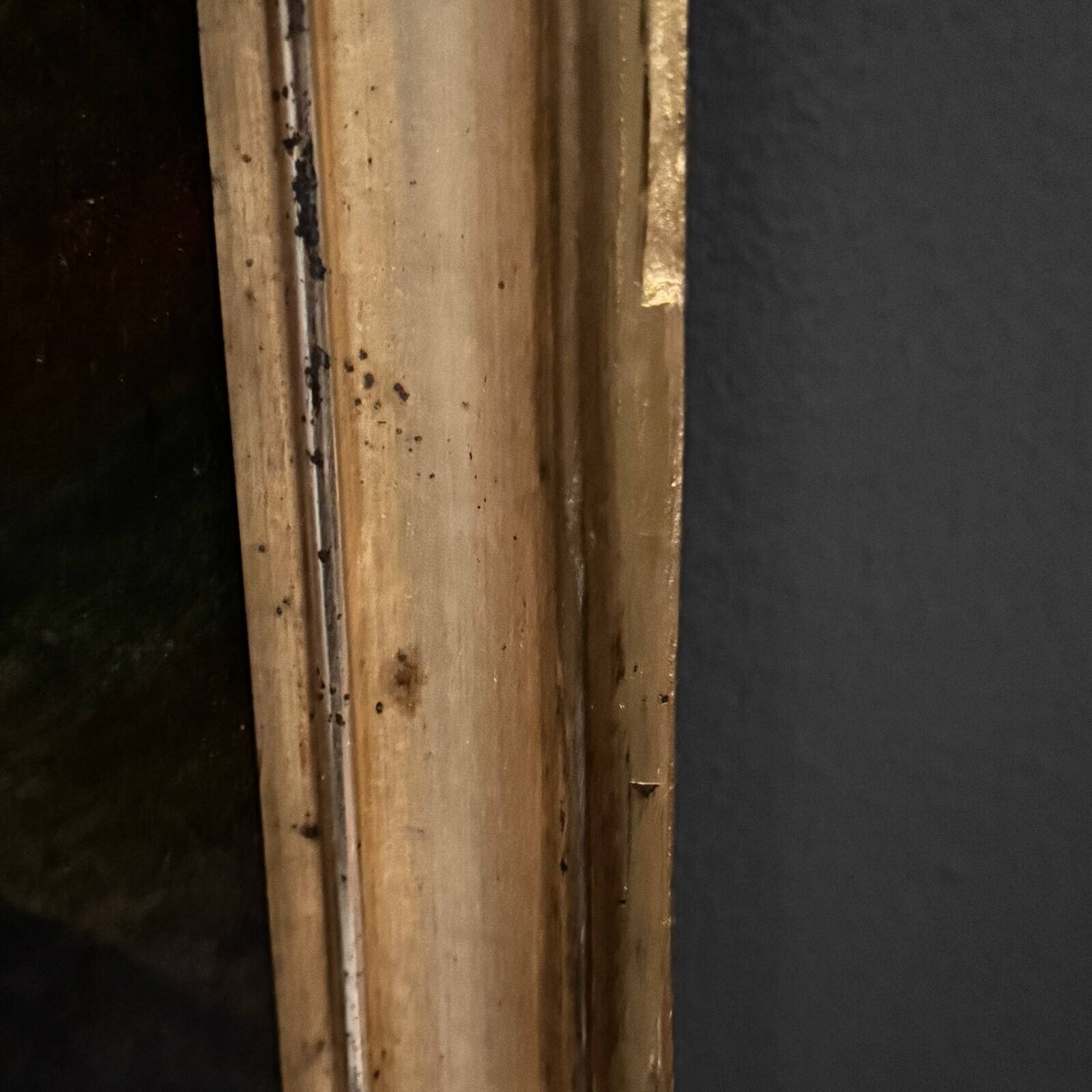 Oil on canvas 19th century young child carrying his cat gilded frame